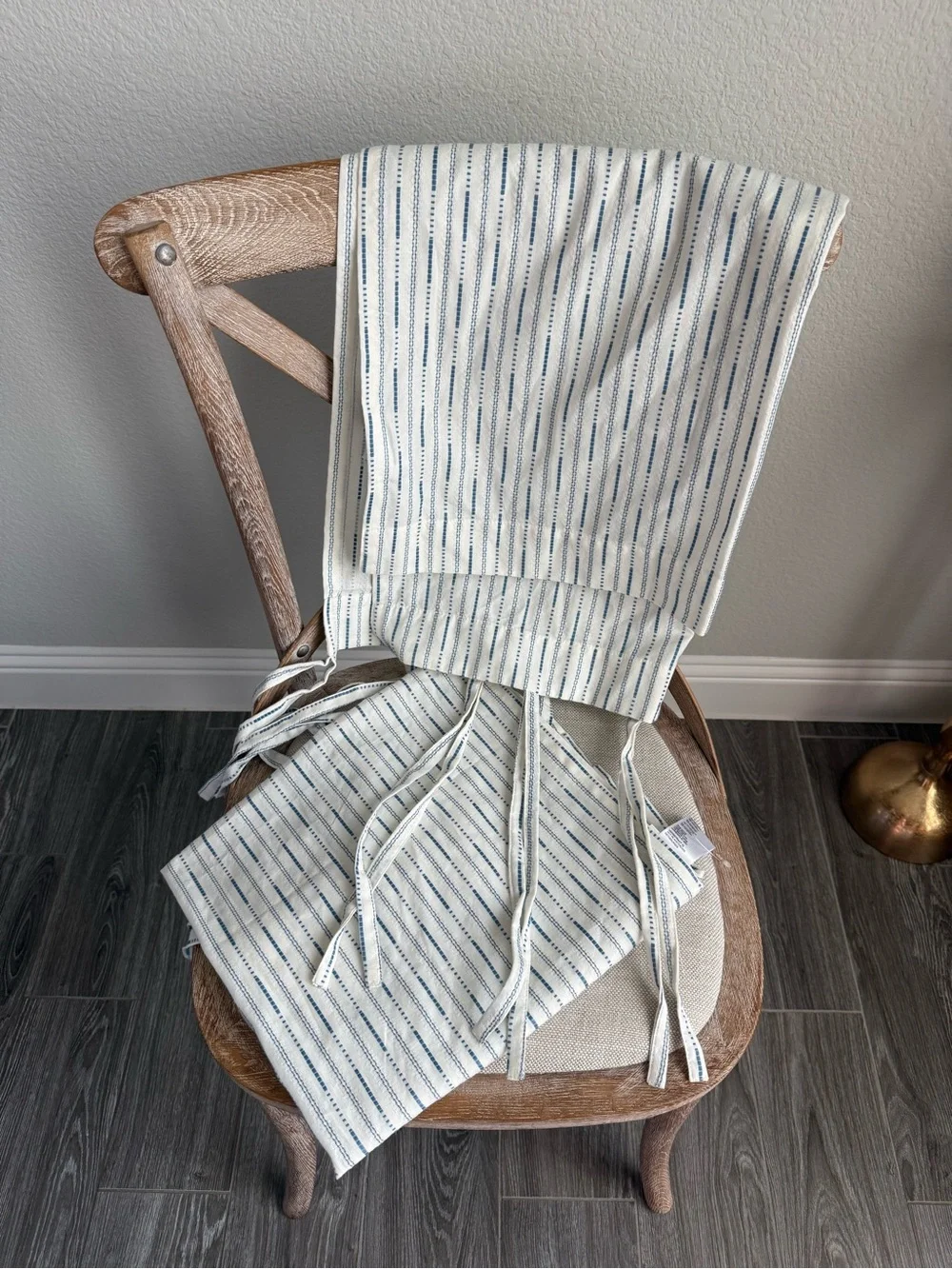 Anthropologie Karin Woven Cotton Blend Striped Tie-Top Cafe Curtain, Set of 2
